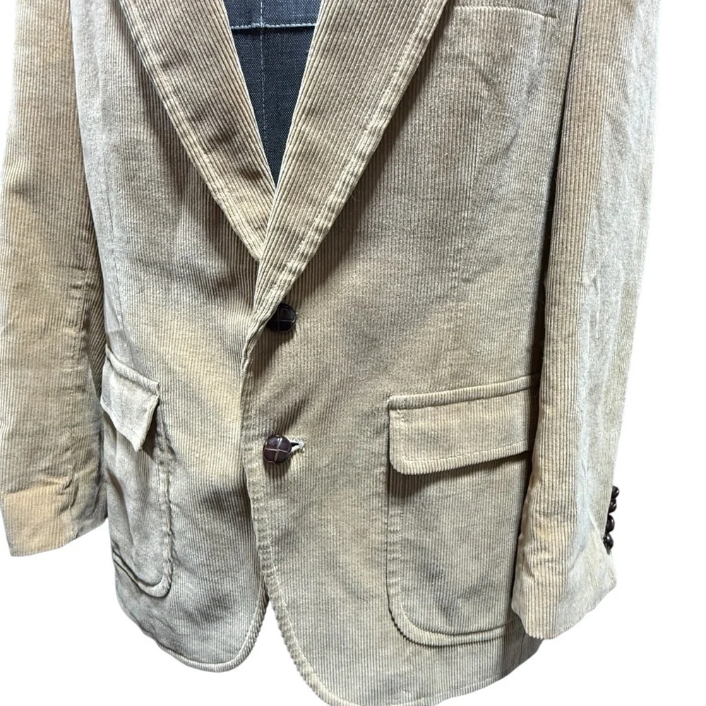 Vintage Corduroy Tan Men's Blazer 42R Two Button Tailored Clothing by AR Cotton